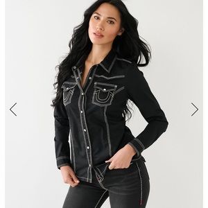 True Religion Black Button Down Shirt